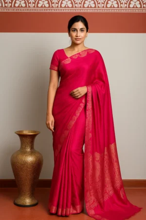 Pink kaarigar vegan saree