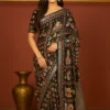chanderi print saree by kaarigar
