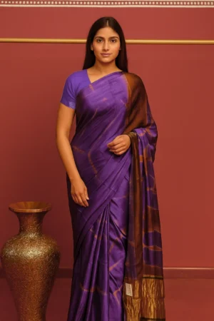 vegan silk hand dyed saree with lagdi palla
