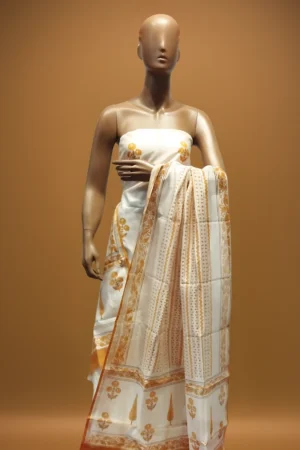 Block printed chanderi suit set