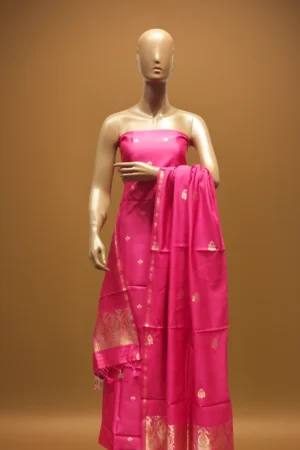 Pink Pure Katan Silk Suit with Kadwa Buti